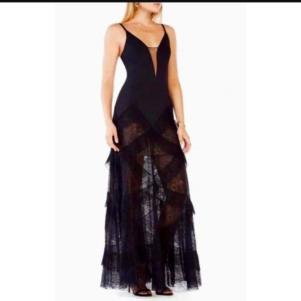 New* BCBG MAXAZRIA Avaline Pleated Ruffle Skirt Lace Tulle Dress Size 10 $498 - Picture 5 of 12